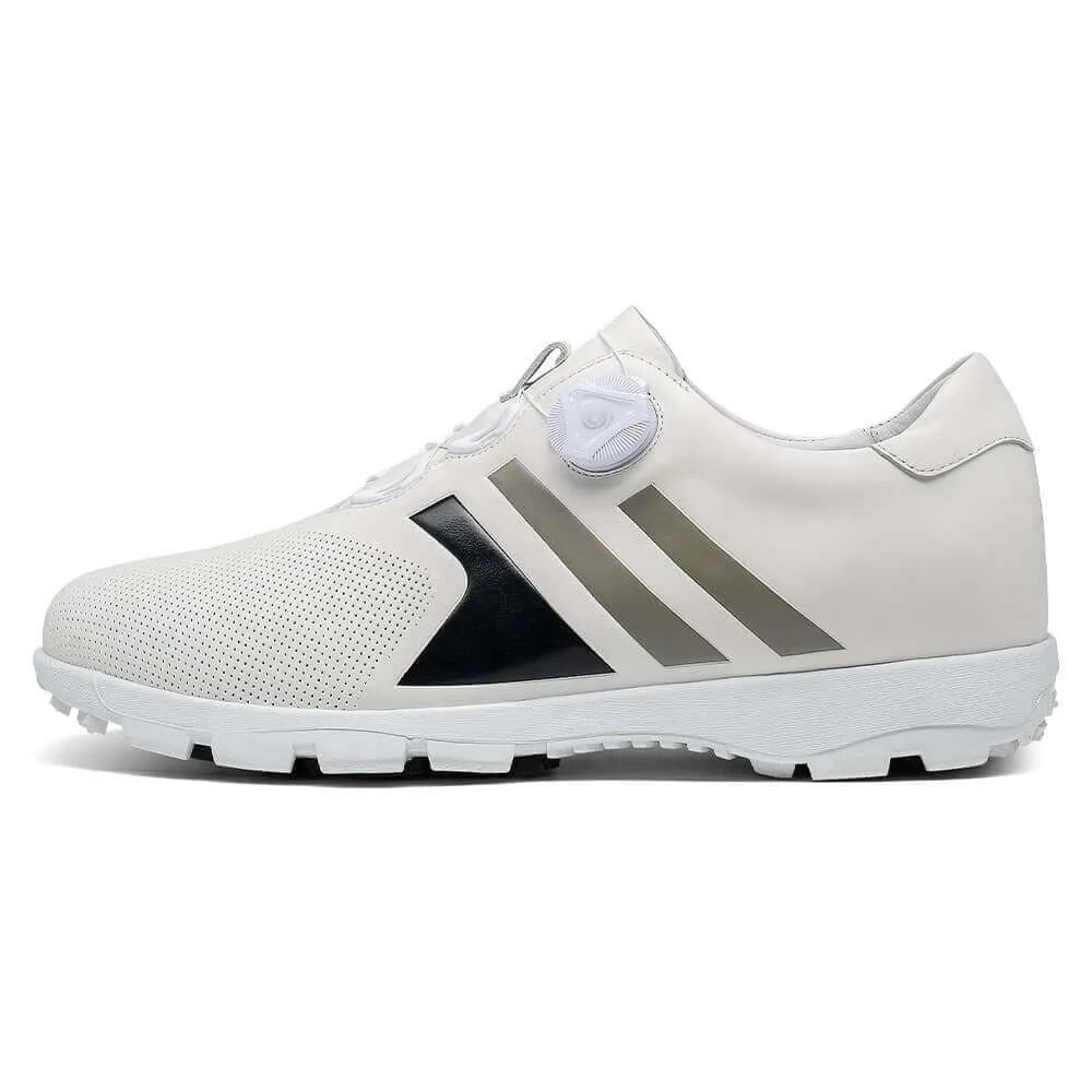 7 CM / 2.76 Inches - CMR CHAMARIPA Tall Men Shoes - Golf Elevator Trainers - White Rotating Wire Shoe Buckle Men's Golf Shoes