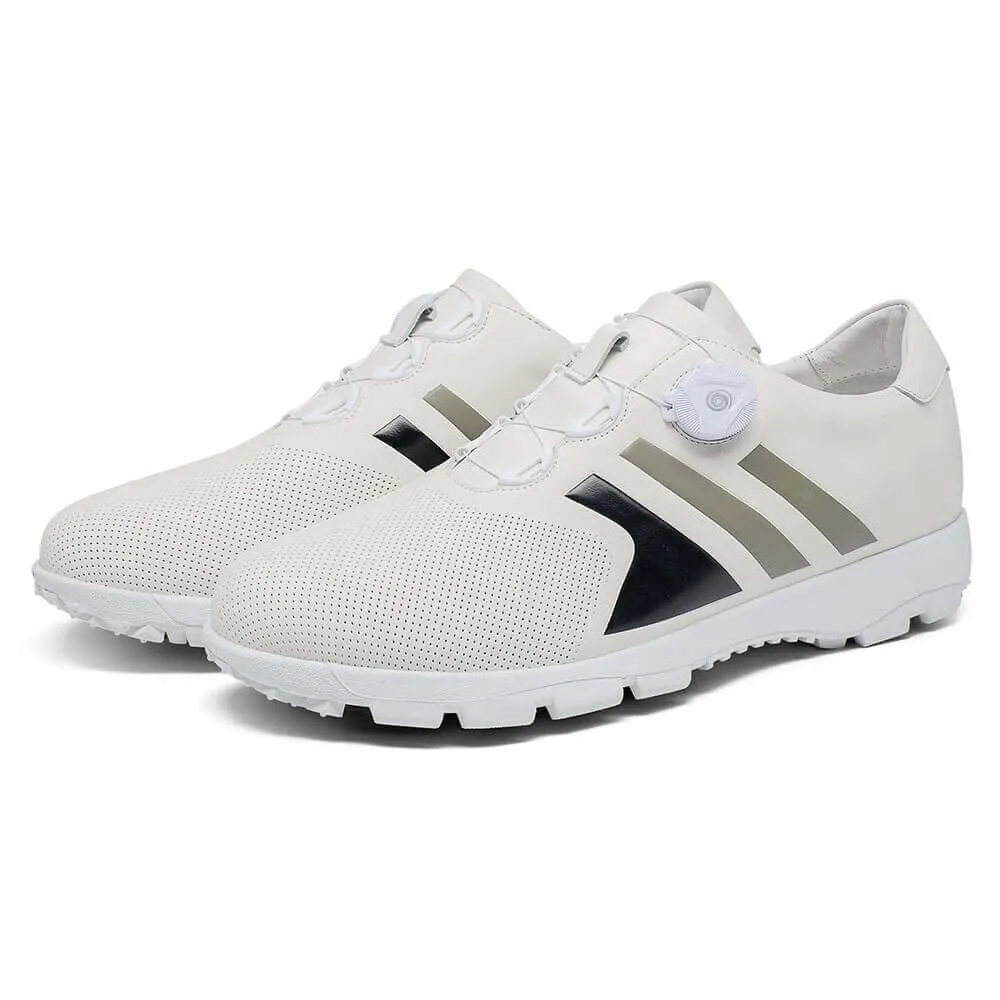 7 CM / 2.76 Inches - CMR CHAMARIPA Tall Men Shoes - Golf Elevator Trainers - White Rotating Wire Shoe Buckle Men's Golf Shoes