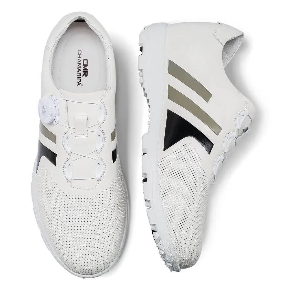 7 CM / 2.76 Inches - CMR CHAMARIPA Tall Men Shoes - Golf Elevator Trainers - White Rotating Wire Shoe Buckle Men's Golf Shoes