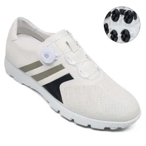 7 CM / 2.76 Inches - CMR CHAMARIPA Tall Men Shoes - Golf Elevator Trainers - White Rotating Wire Shoe Buckle Men's Golf Shoes