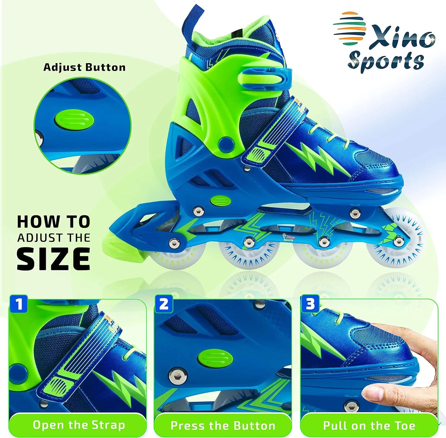 Adjustable Kids Inline Skates| Girls, Boys | Light-Up Wheels