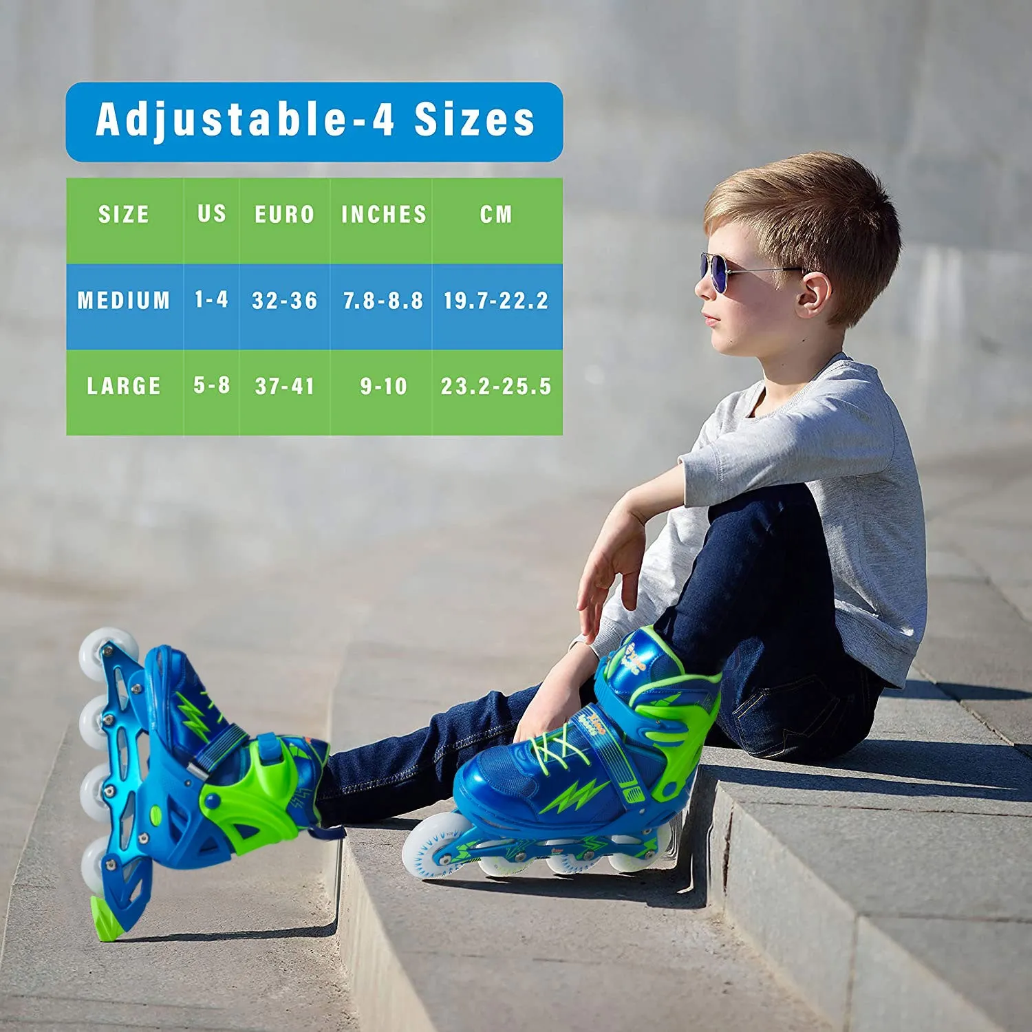 Adjustable Kids Inline Skates| Girls, Boys | Light-Up Wheels