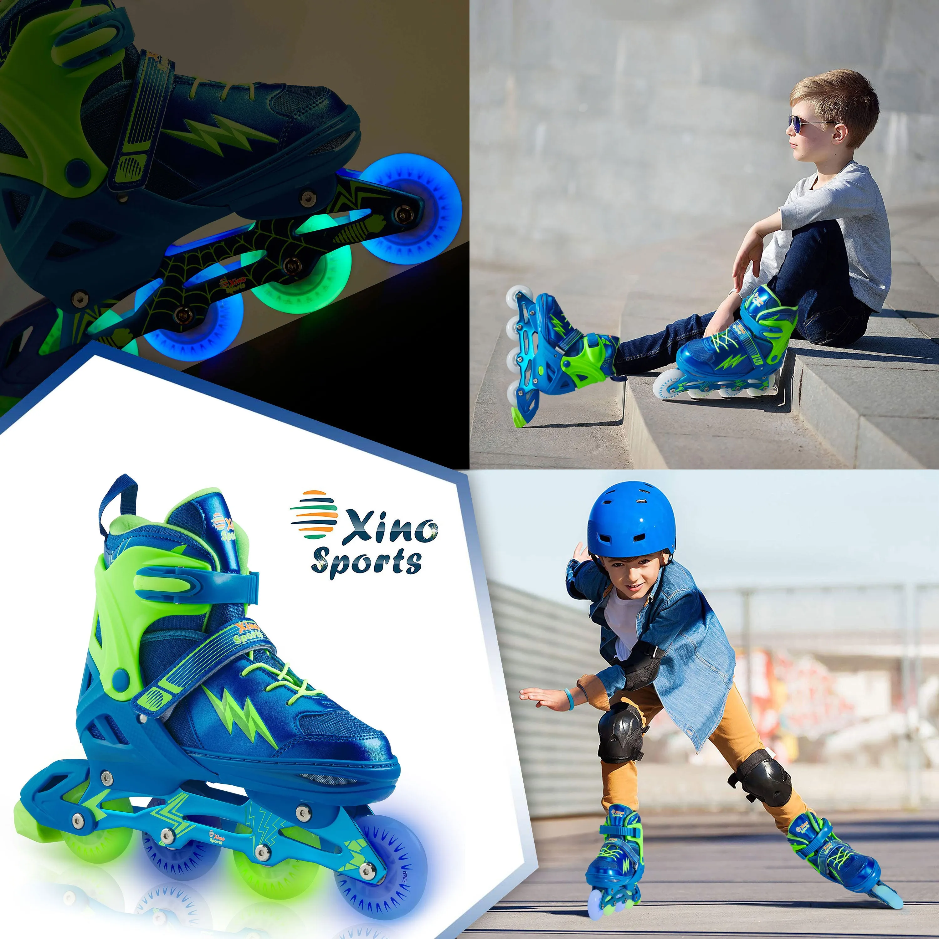 Adjustable Kids Inline Skates| Girls, Boys | Light-Up Wheels