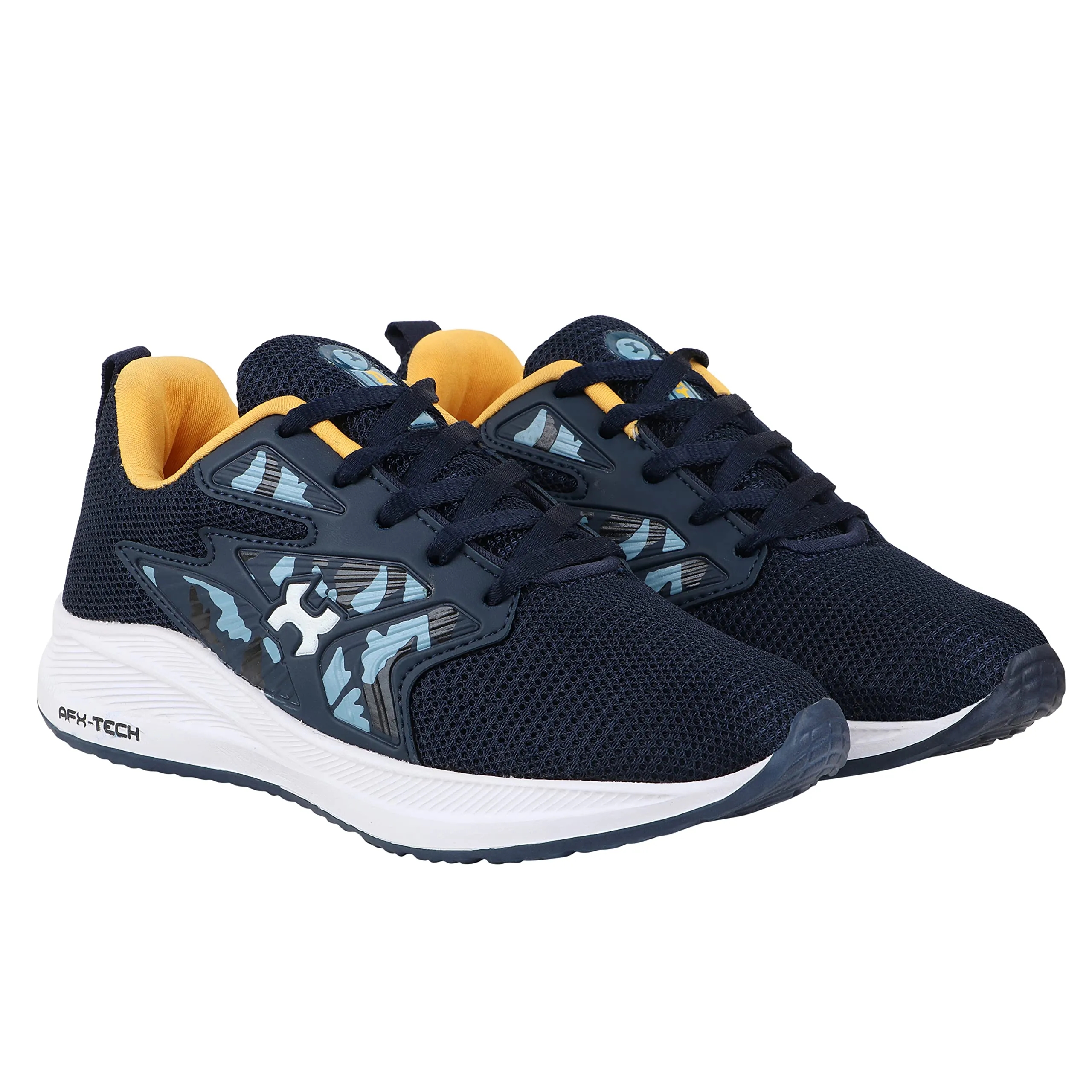 AIRFAX Kids Casual Wear Running Walking Outdoor Shoes (AKITO_Blue&Yellow_13_Kid)