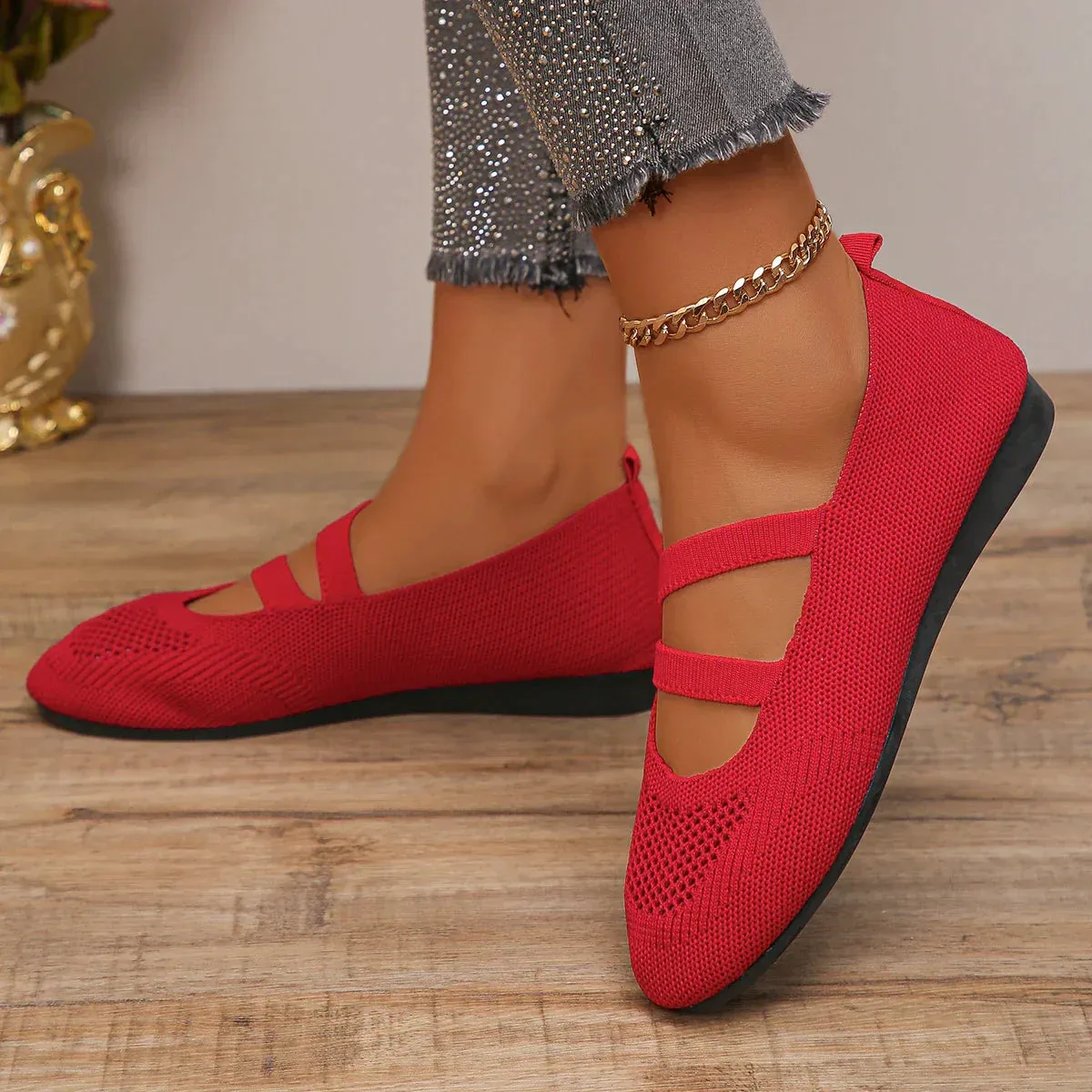 AMOZAE- -  Elastic Knitting Flats