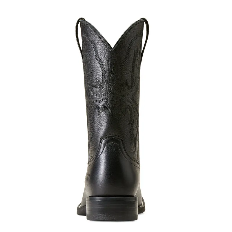 'Ariat' Men's 10" Sport Stratten Western Round Toe - Black Deertan