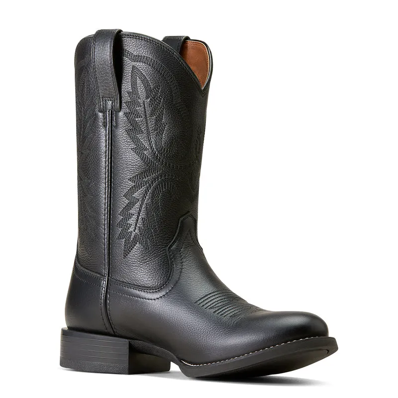 'Ariat' Men's 10" Sport Stratten Western Round Toe - Black Deertan