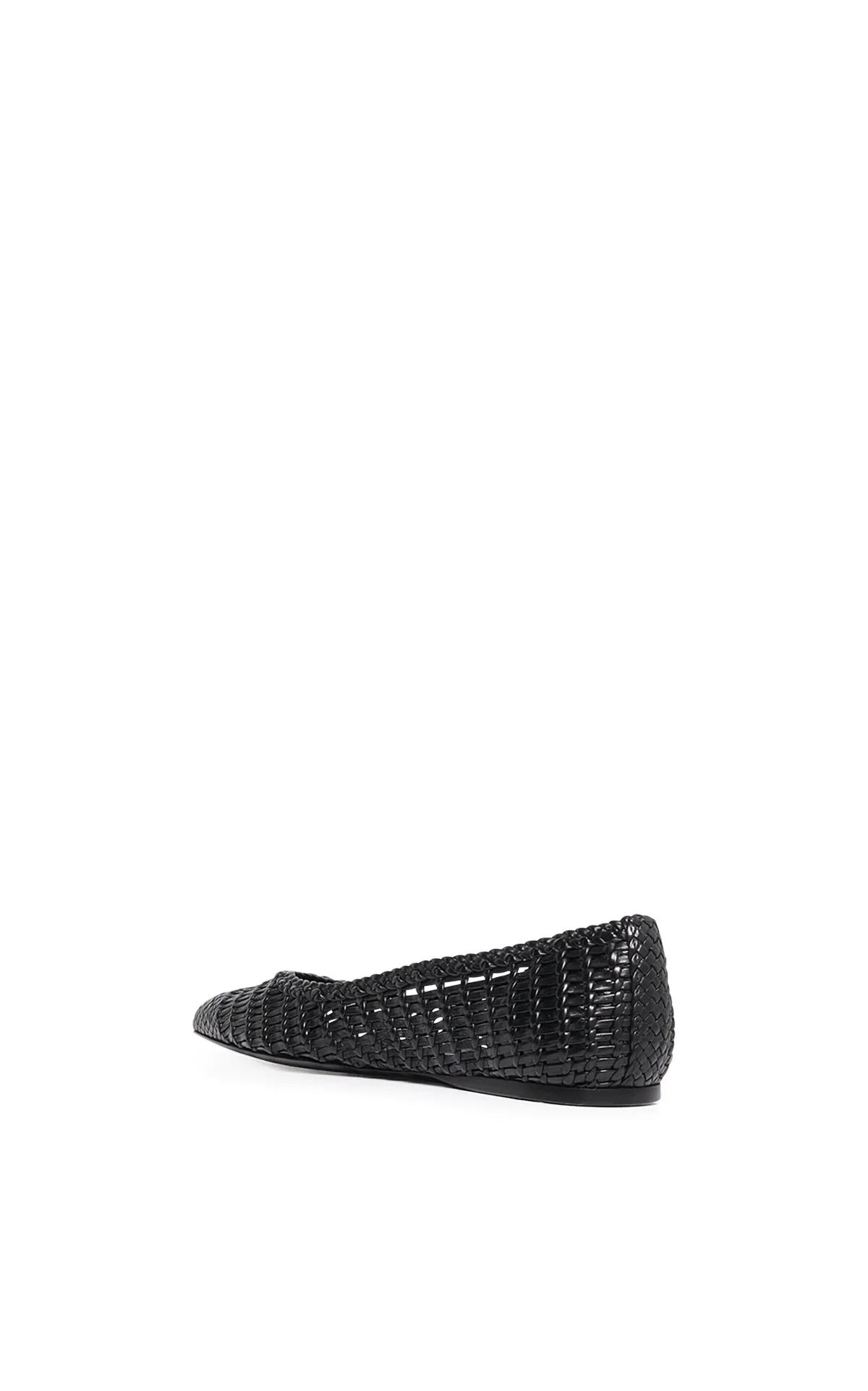 Aurora Braided Flat Shoe in Black Leather