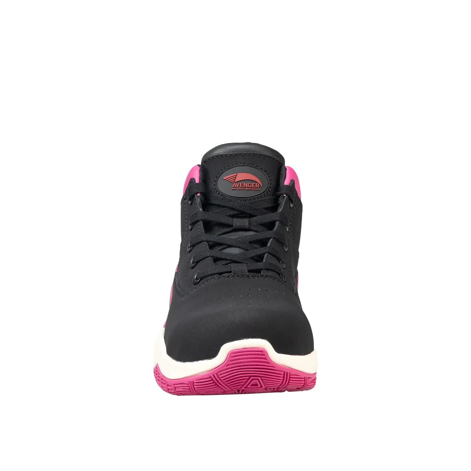 Avenger Womens Reaction Black/Pink Leather Work Shoes