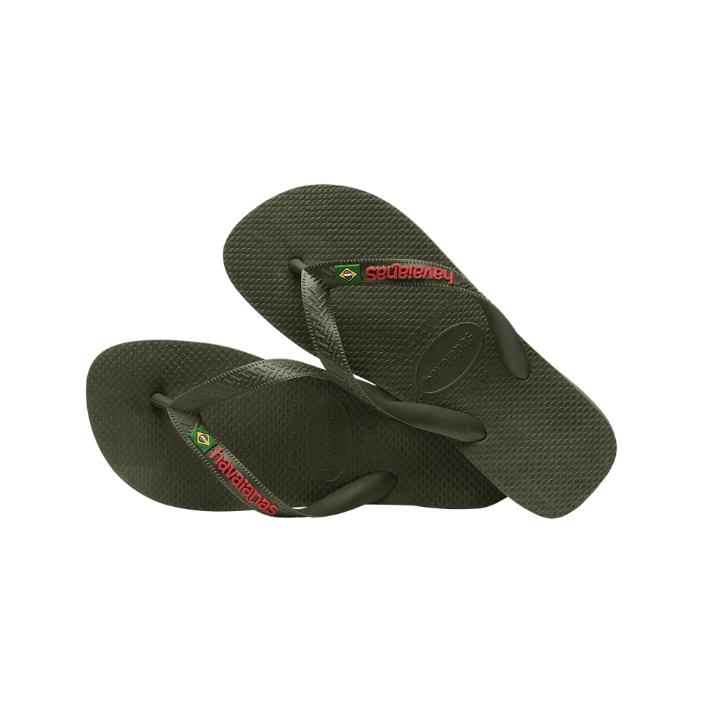 Brasil Logo Flip Flops Tech II By Havaianas, Green Olive