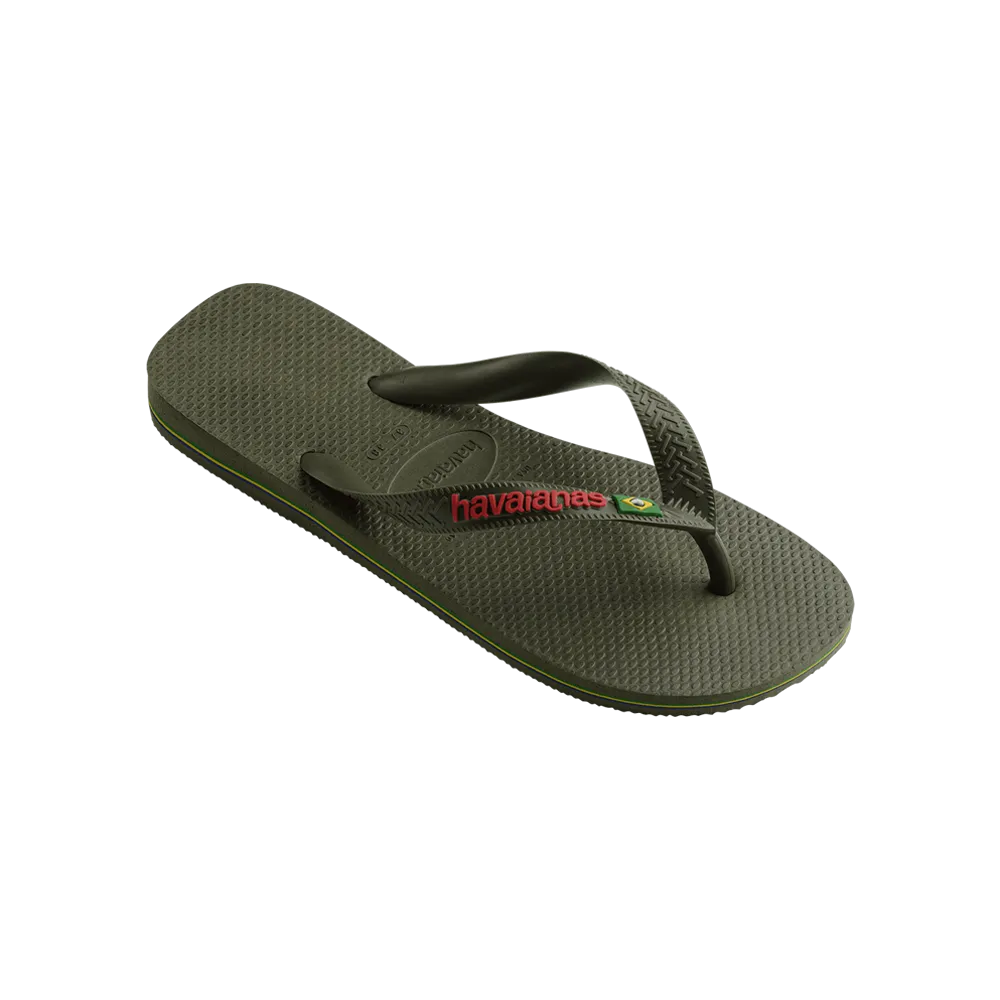 Brasil Logo Flip Flops Tech II By Havaianas, Green Olive