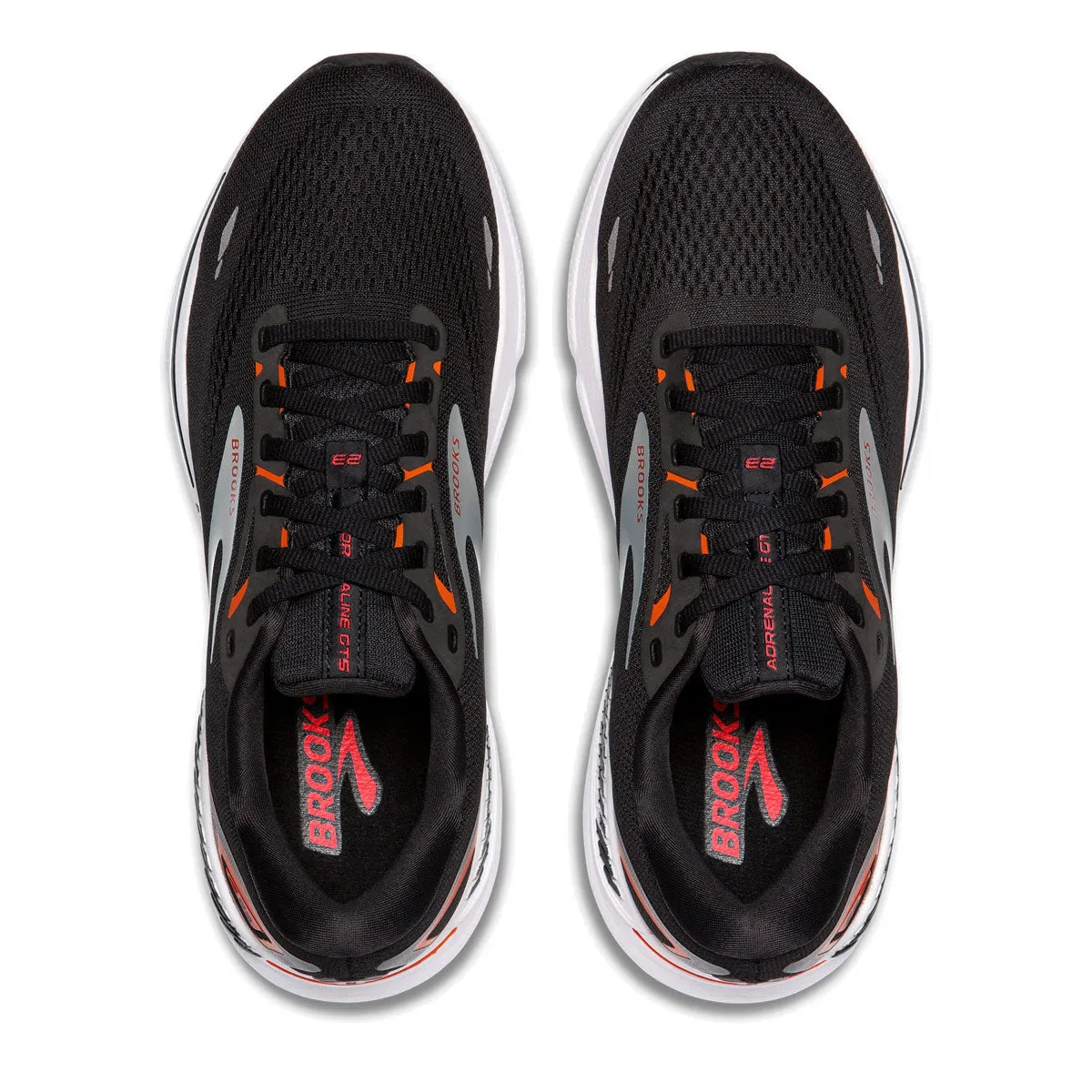 Brooks Adrenaline GTS 23 Running Shoes - Mens - Black/Mandarin Red/Silver