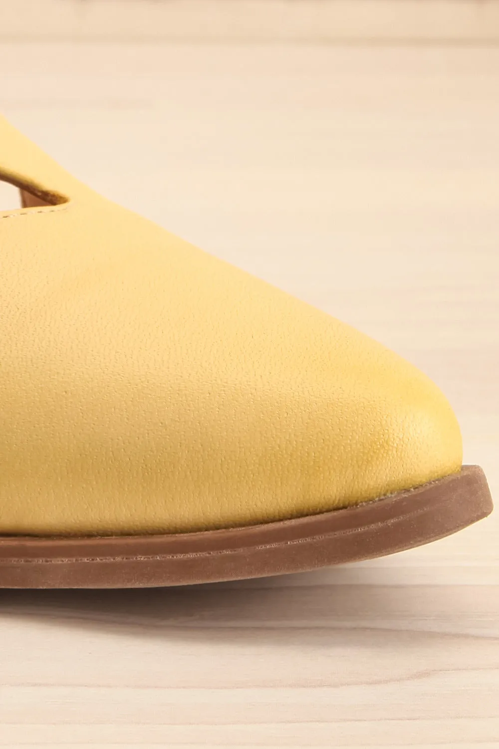 Bruca Yellow | Pointed Toe Asymmetrical Flats