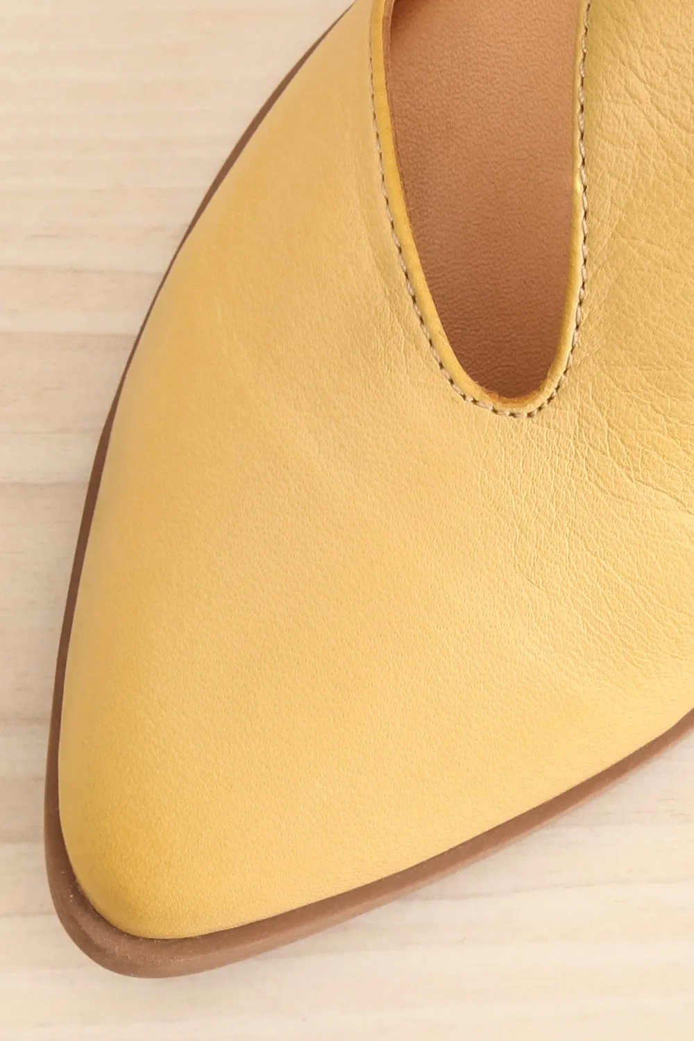 Bruca Yellow | Pointed Toe Asymmetrical Flats