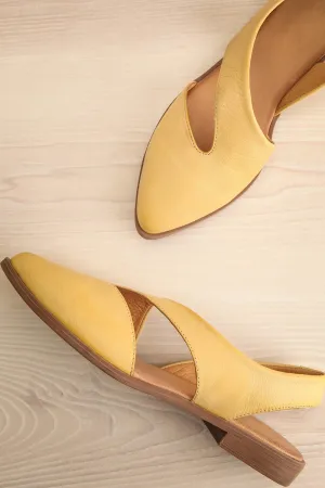 Bruca Yellow | Pointed Toe Asymmetrical Flats