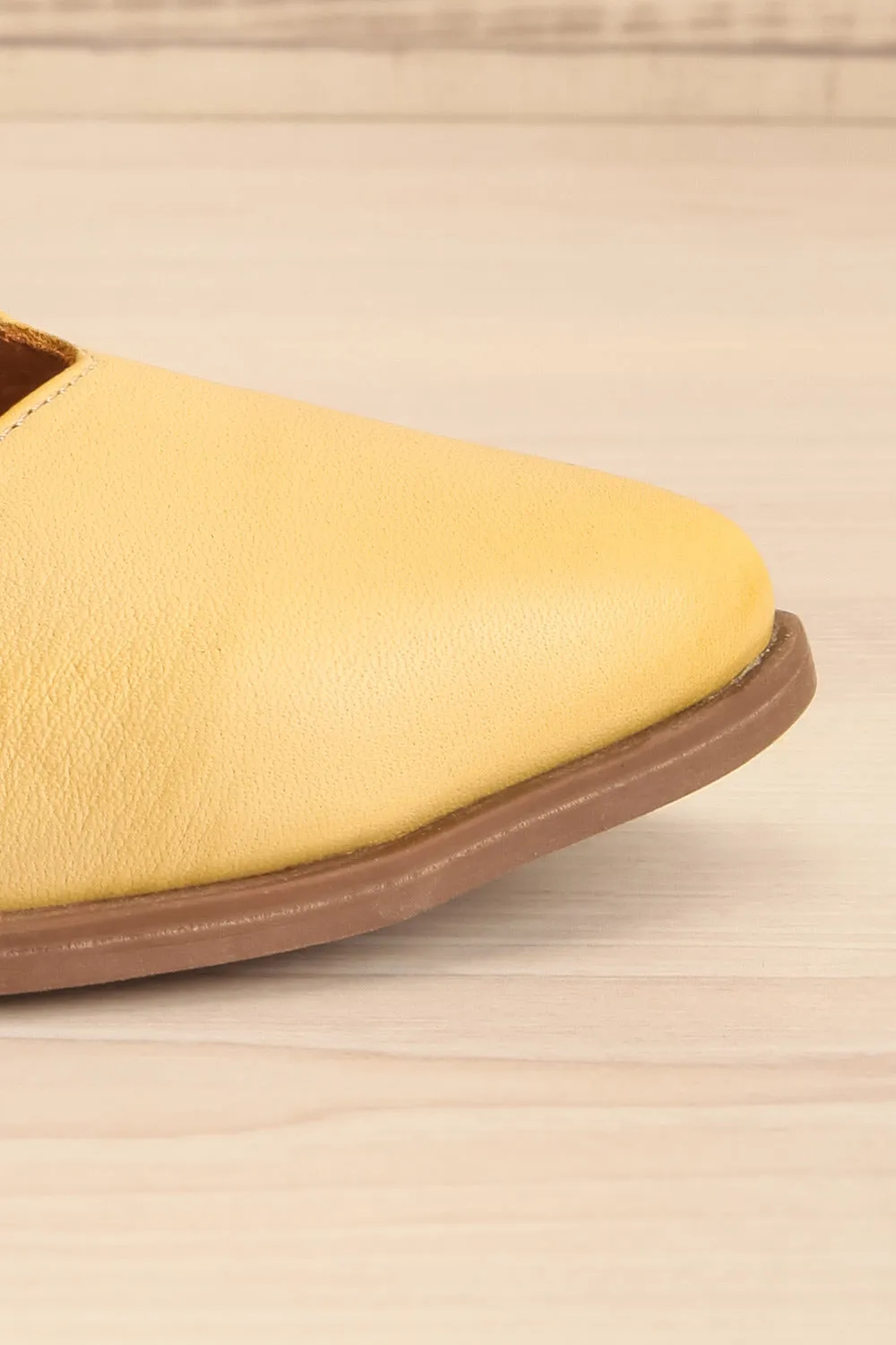 Bruca Yellow | Pointed Toe Asymmetrical Flats