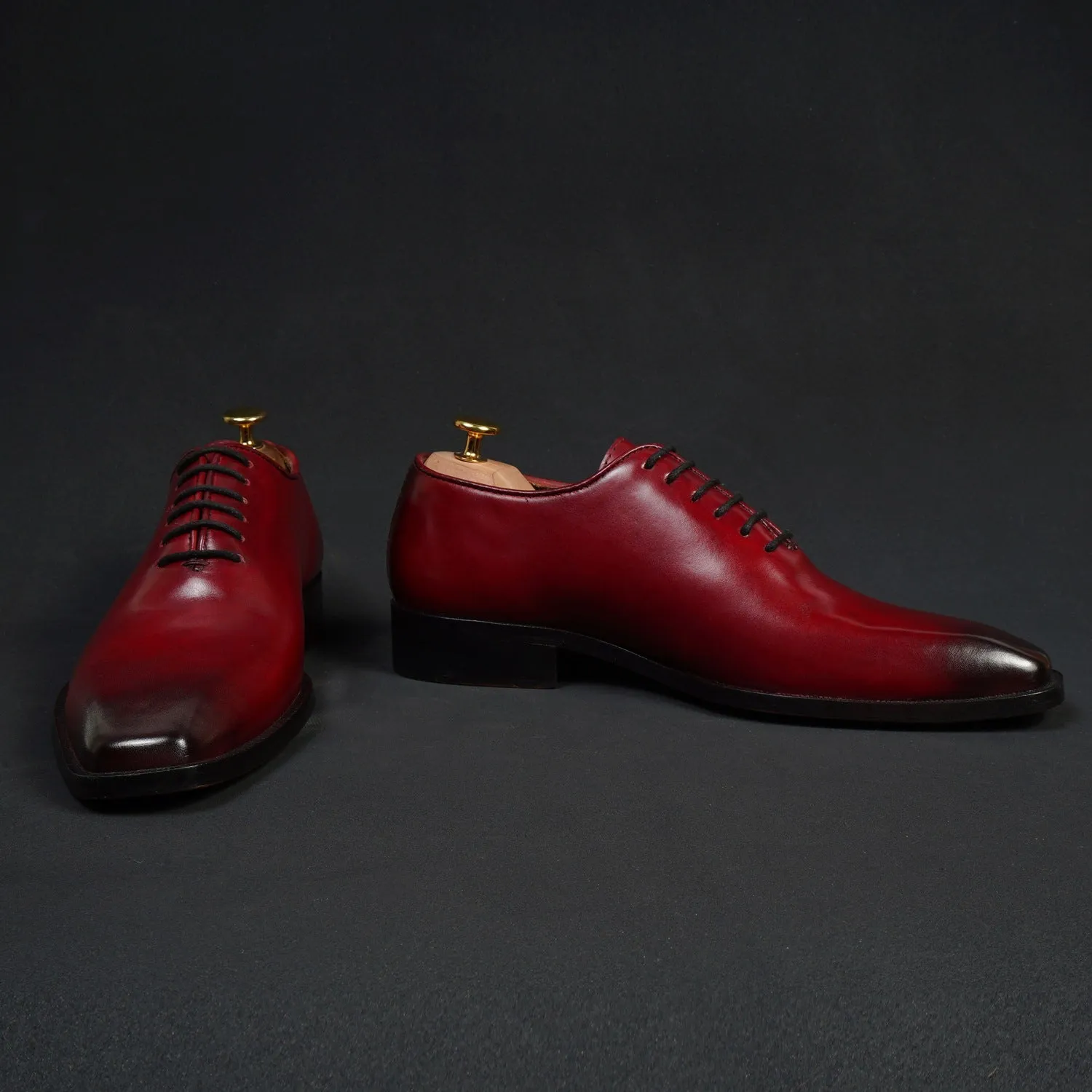 Burnished Wine Oxford Lace-Up Formal Shoes