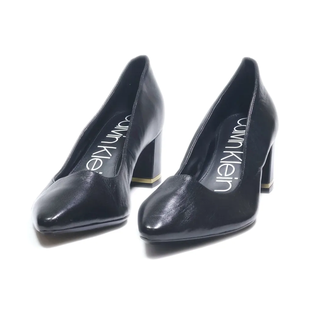 Calvin Klein Mid-Heel Shoes Leather Black Colour For Women