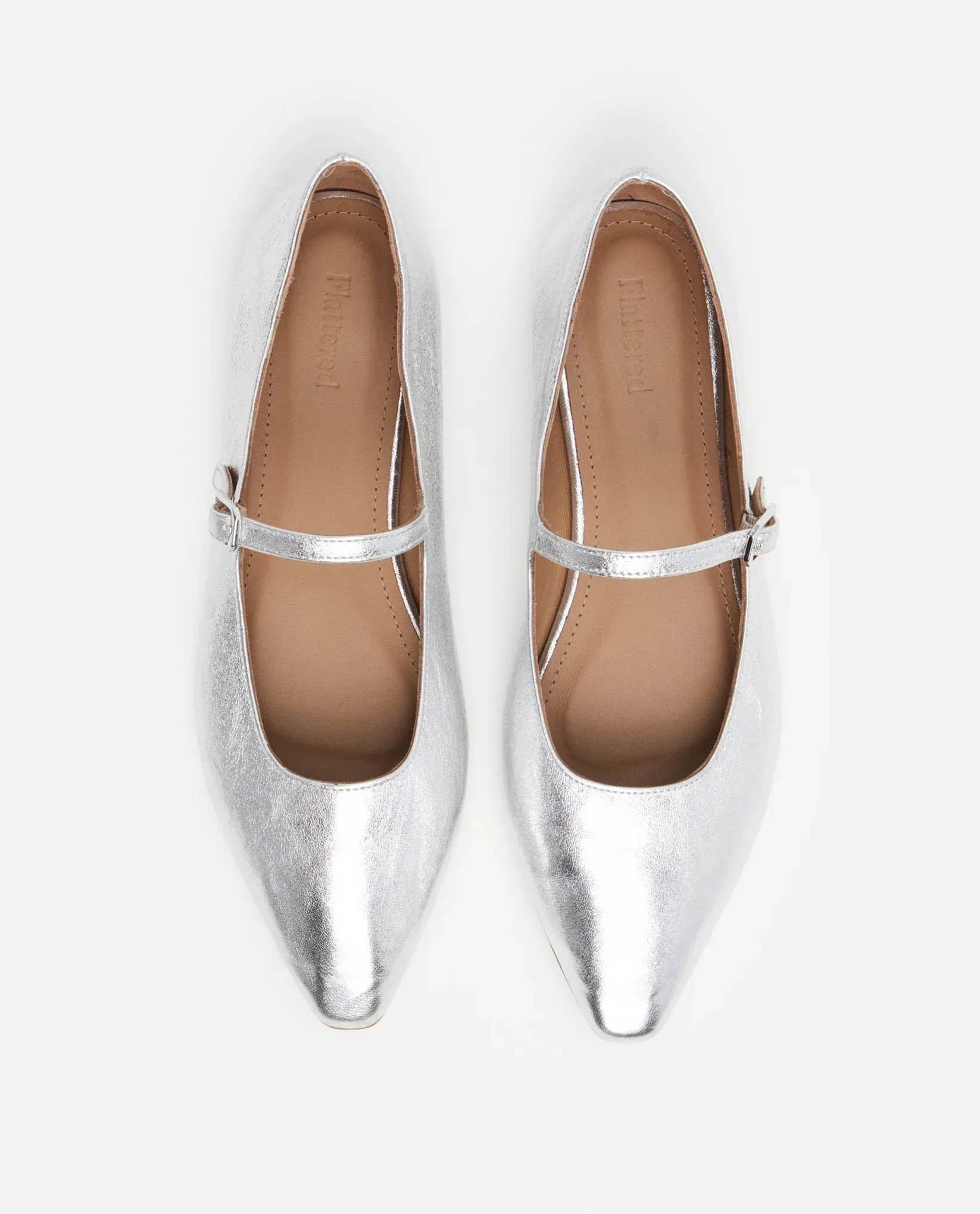 Camila Silver Leather Mary Jane Flat