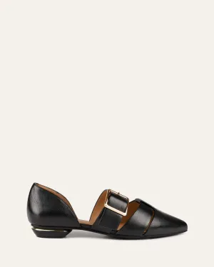 CARLA DRESS FLATS BLACK LEATHER