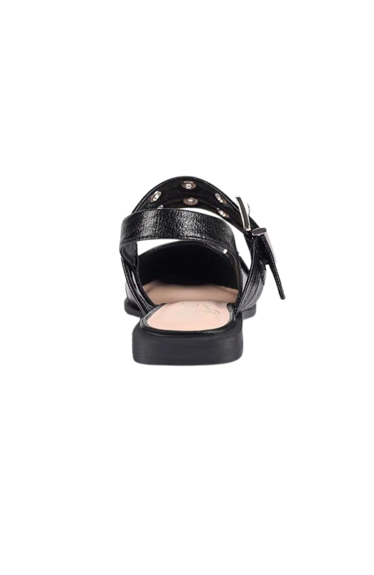 Clea Slingback Buckle Flats Black Crinkle