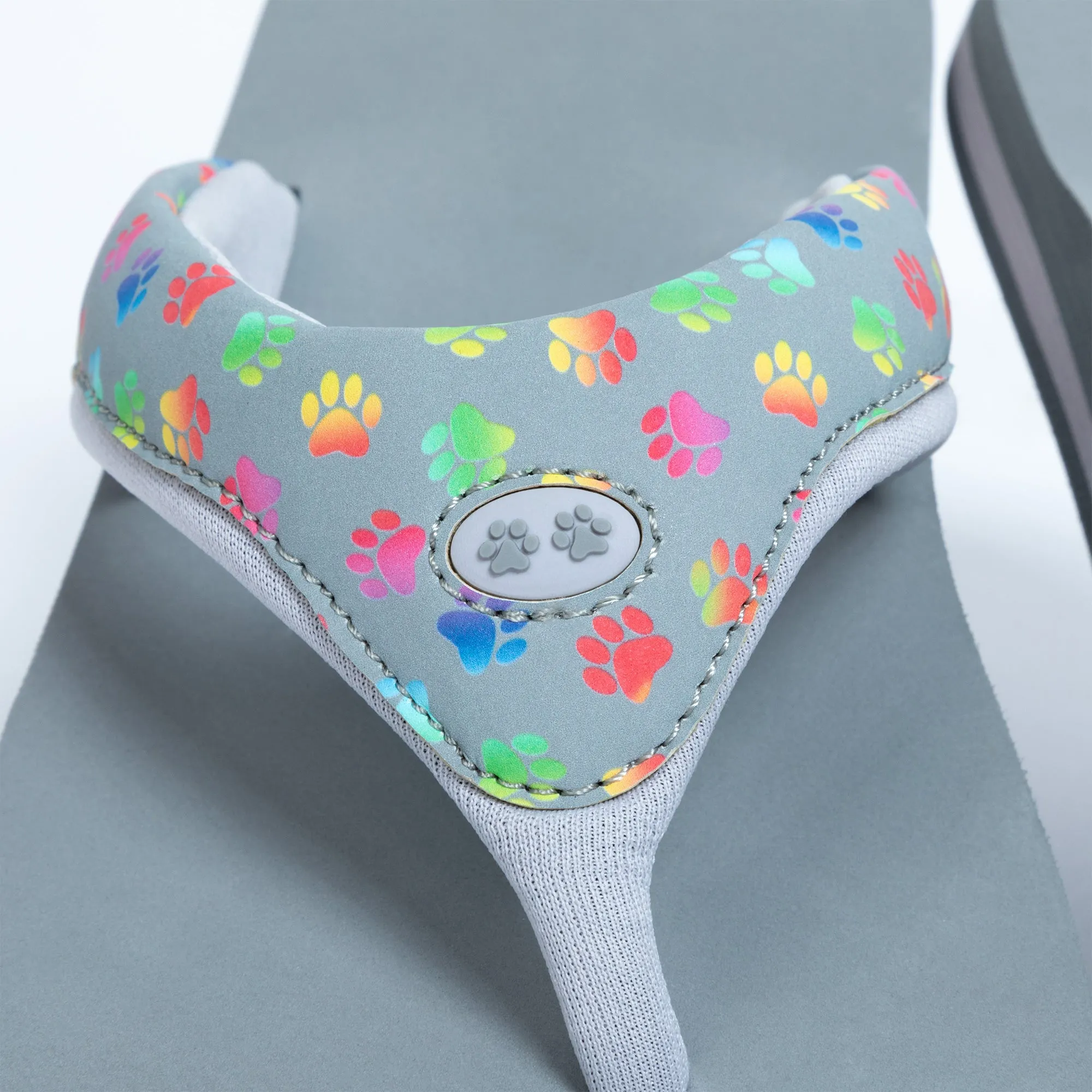 Cushy Comfort Paw Print Flip Flops