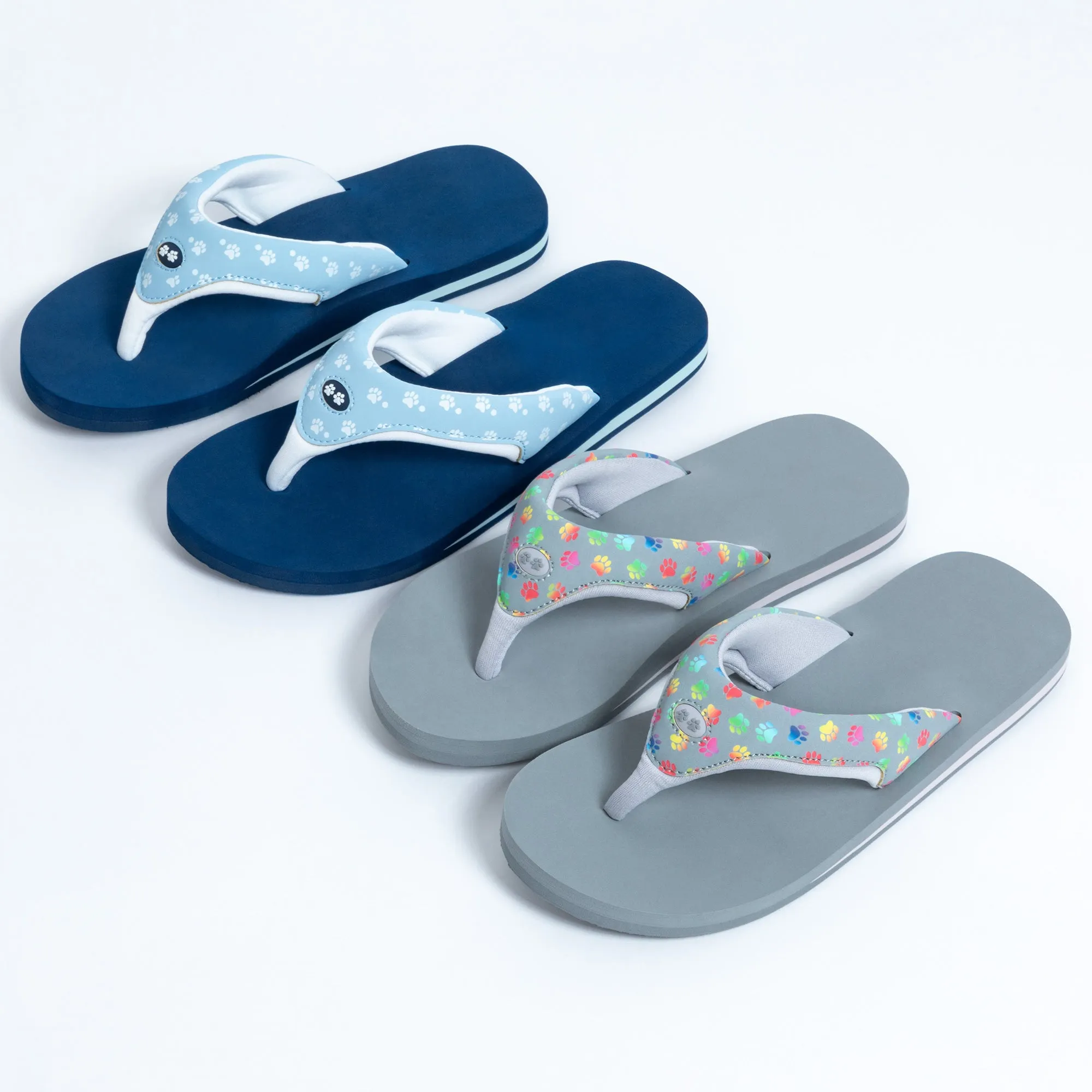 Cushy Comfort Paw Print Flip Flops