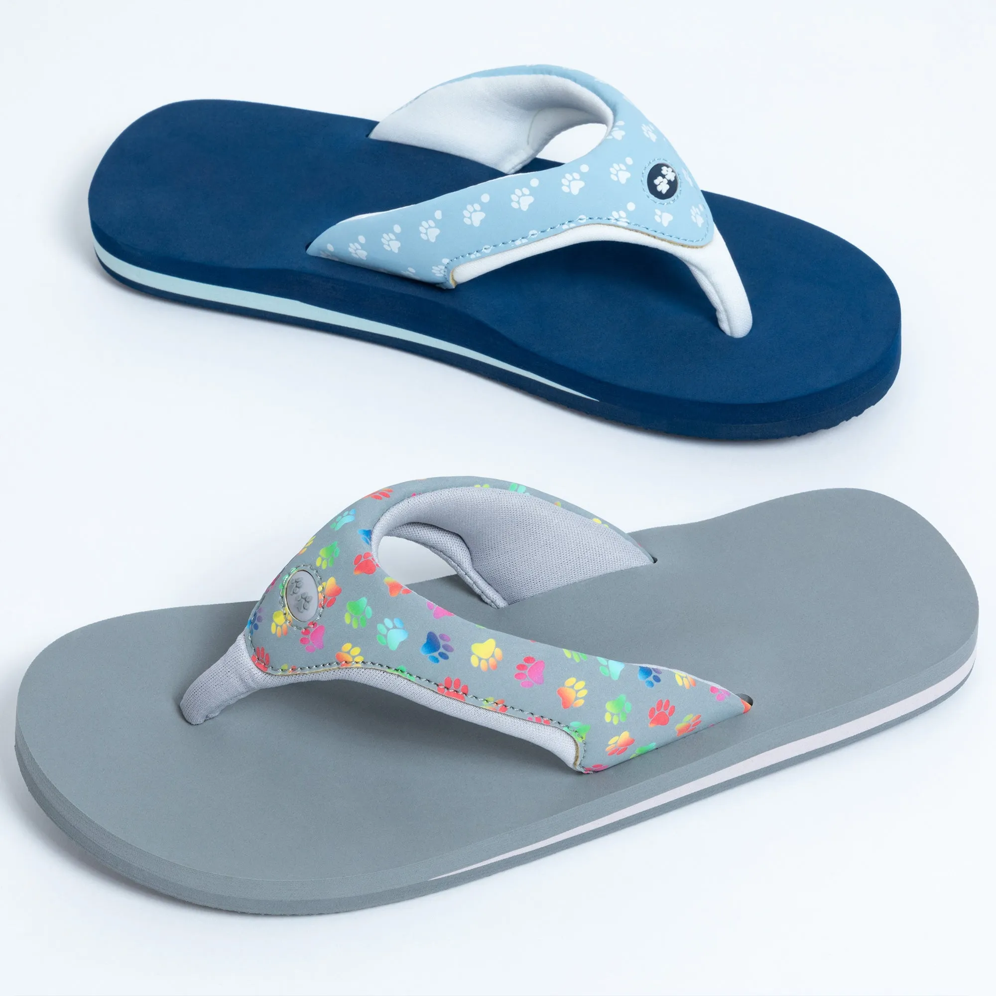 Cushy Comfort Paw Print Flip Flops