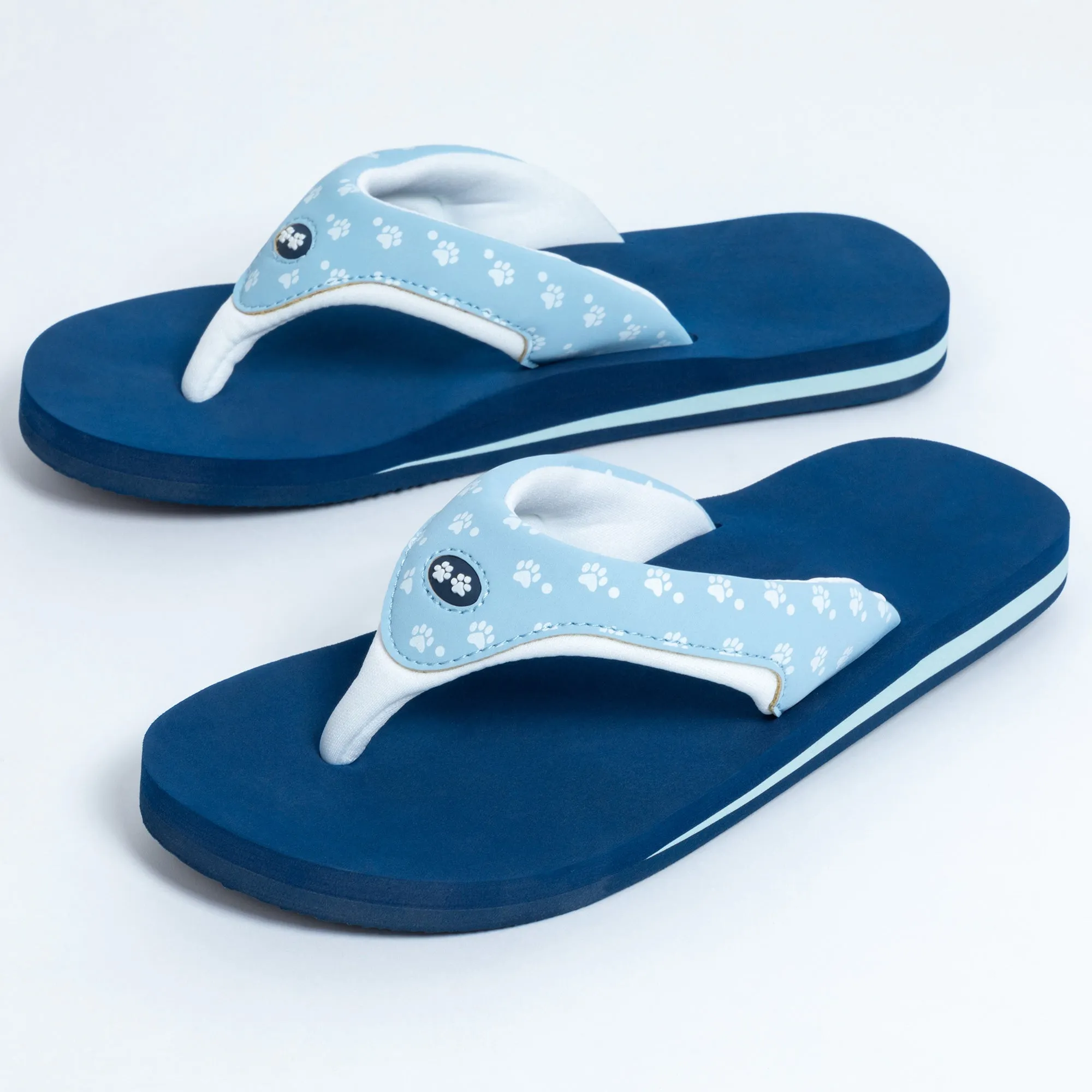 Cushy Comfort Paw Print Flip Flops