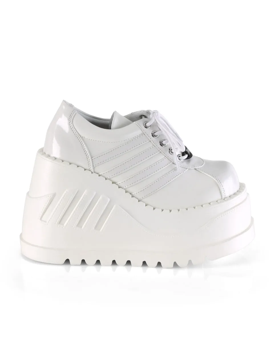 Demonia White Stomp Oxford Platforms