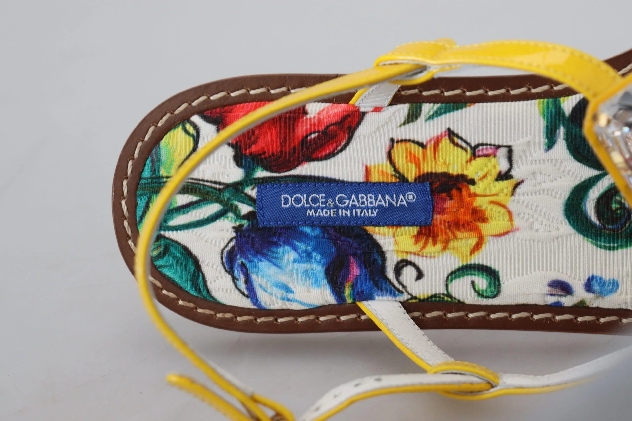 Dolce & Gabbana Multicolor Majolica Crystal Sandals Flip Flop Shoes