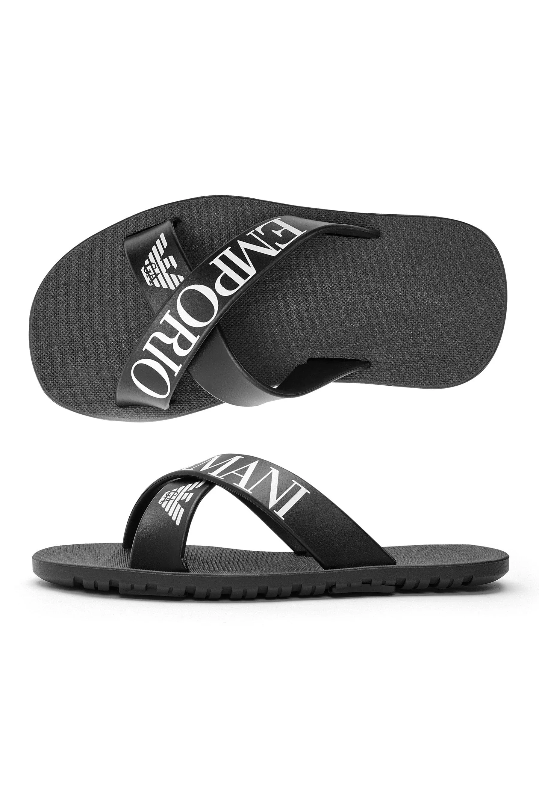 Emporio Armani Boys PVC Logo Print Flip Flops