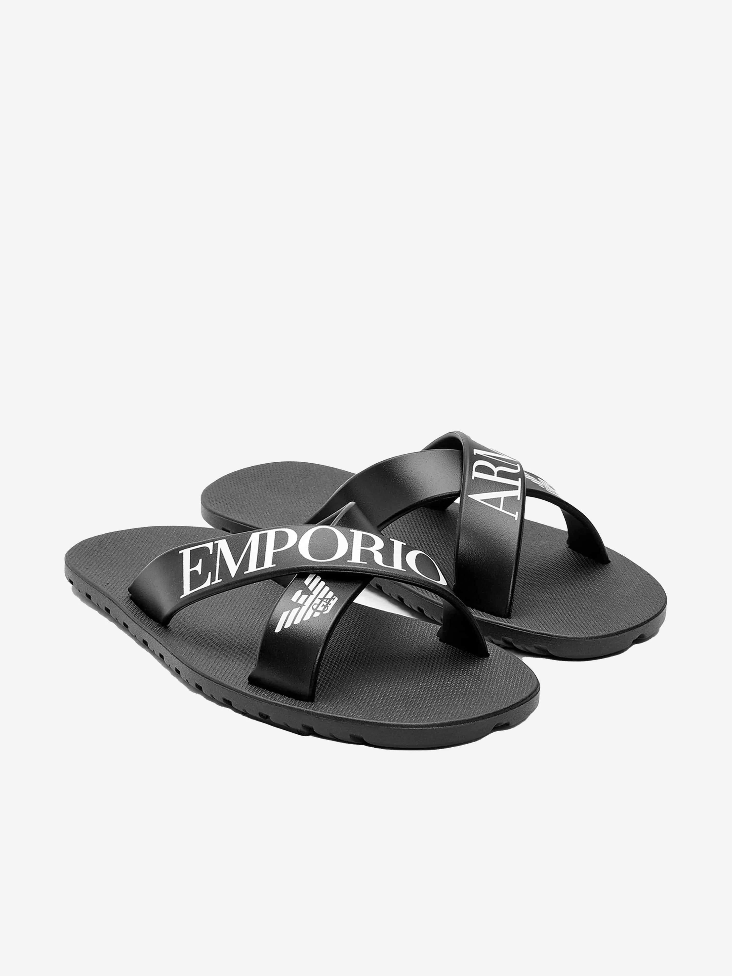 Emporio Armani Boys PVC Logo Print Flip Flops