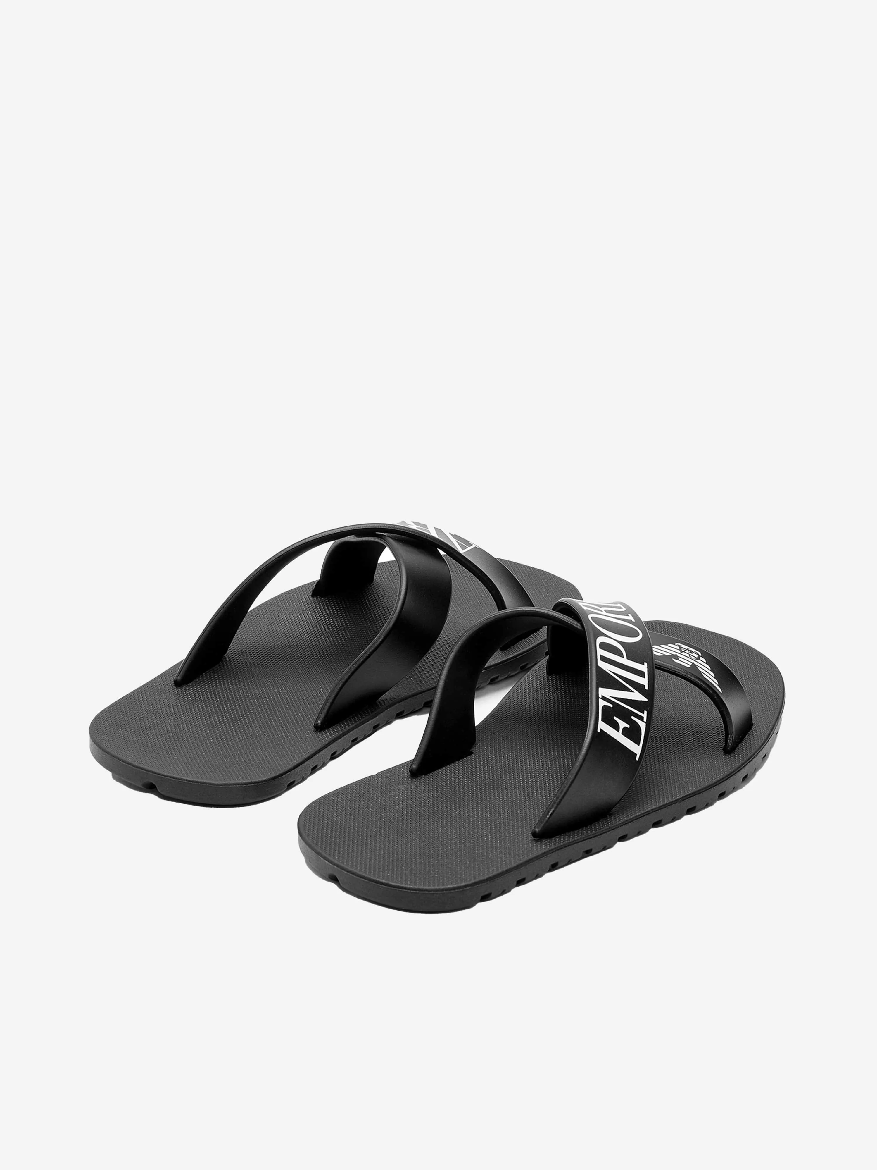 Emporio Armani Boys PVC Logo Print Flip Flops