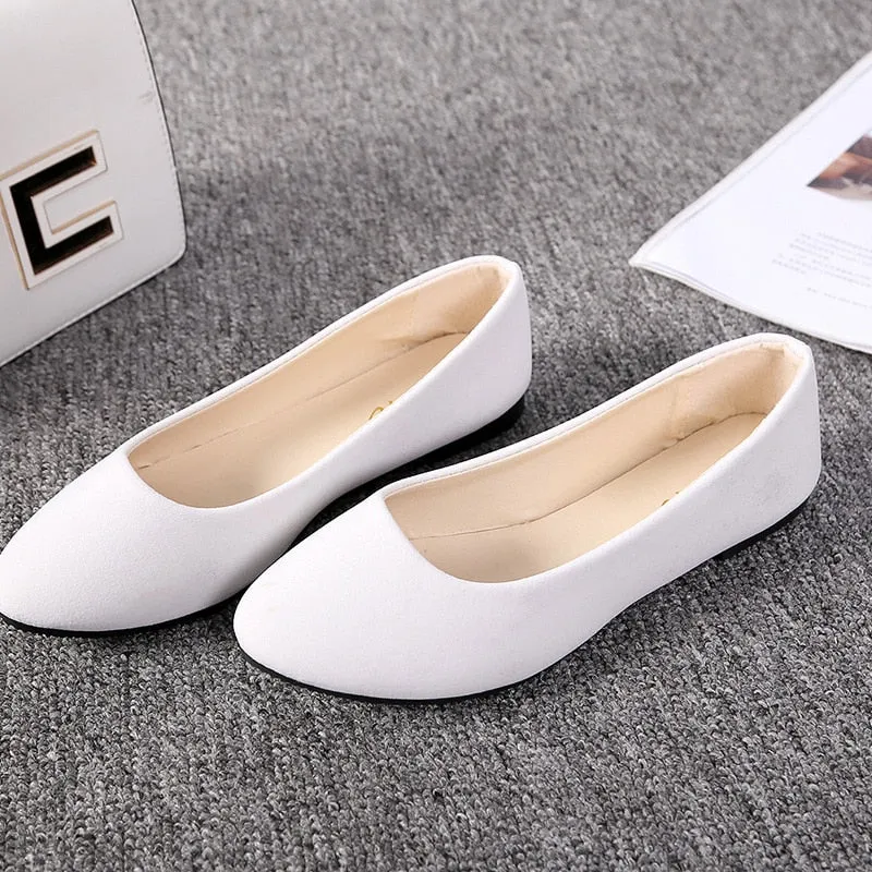 Fashionkova Slip On Women Flats Shoes Candy Color Pointed Toe Female Loafers Large Size Shoes Woman Spring Flock Ladies Ballet Flats WSH2214