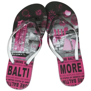 FFBM01B Flip Flops Baltimore Skyline BLACK PINK