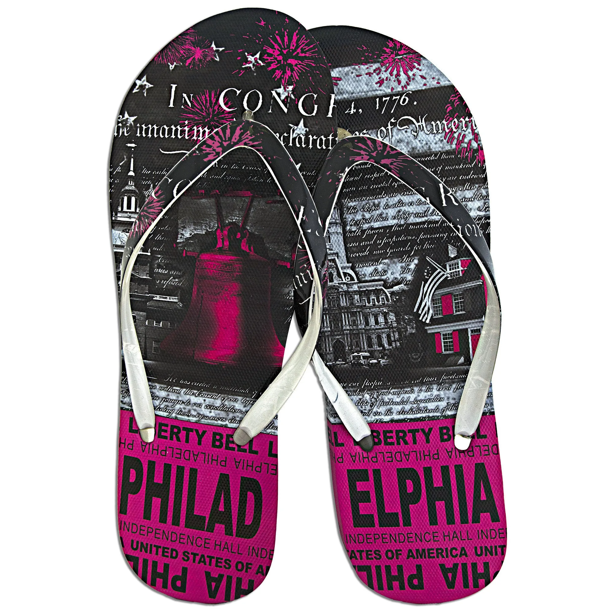 FFPH2P Robin Ruth Flip Flops - Philadelphia Skyline PINK