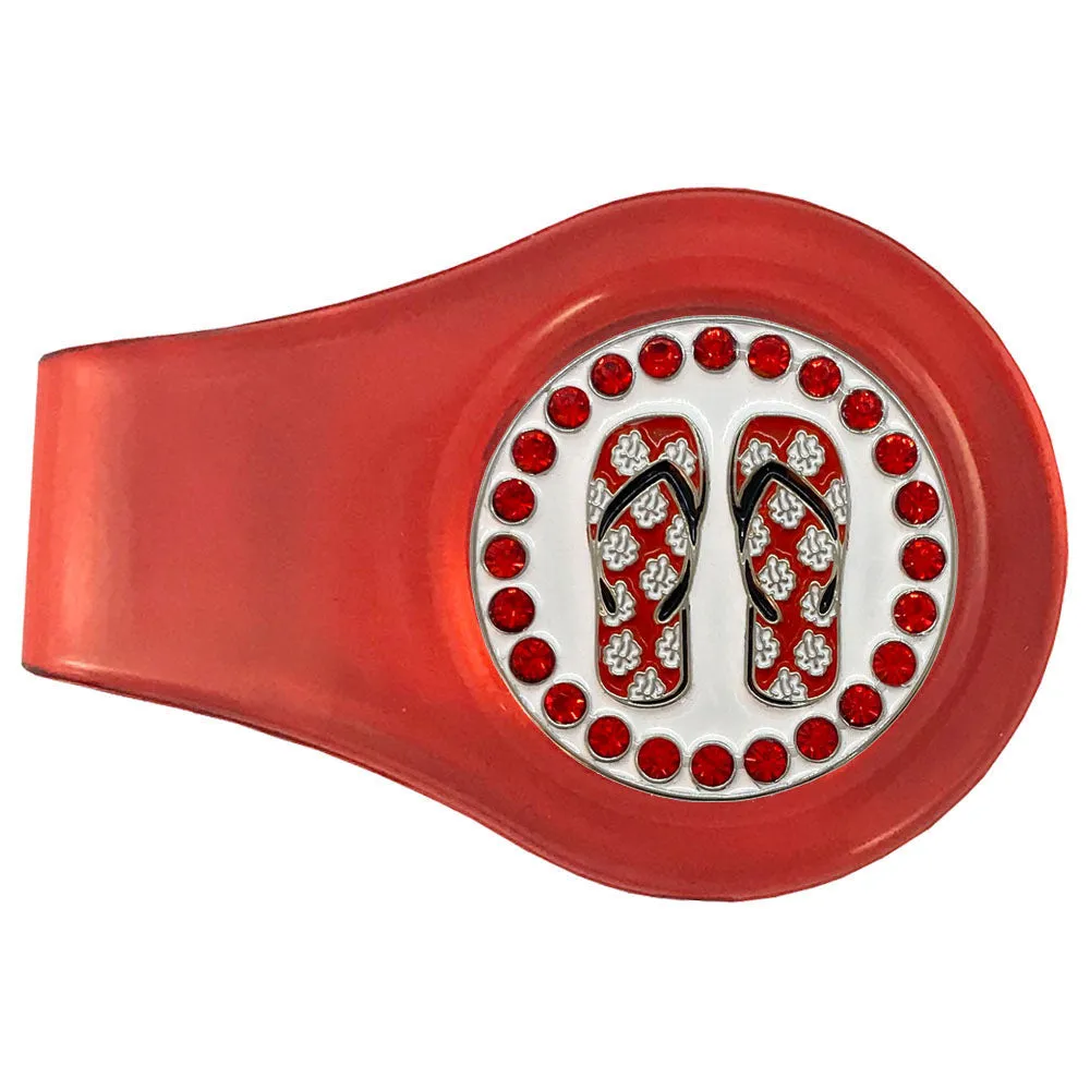 Flip Flops (Red) Golf Ball Marker With Colored Clip