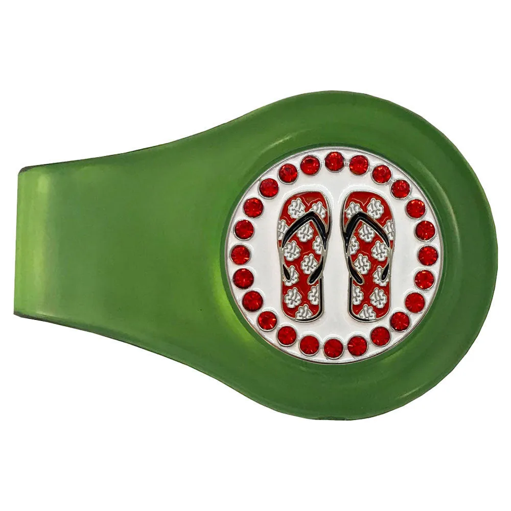 Flip Flops (Red) Golf Ball Marker With Colored Clip