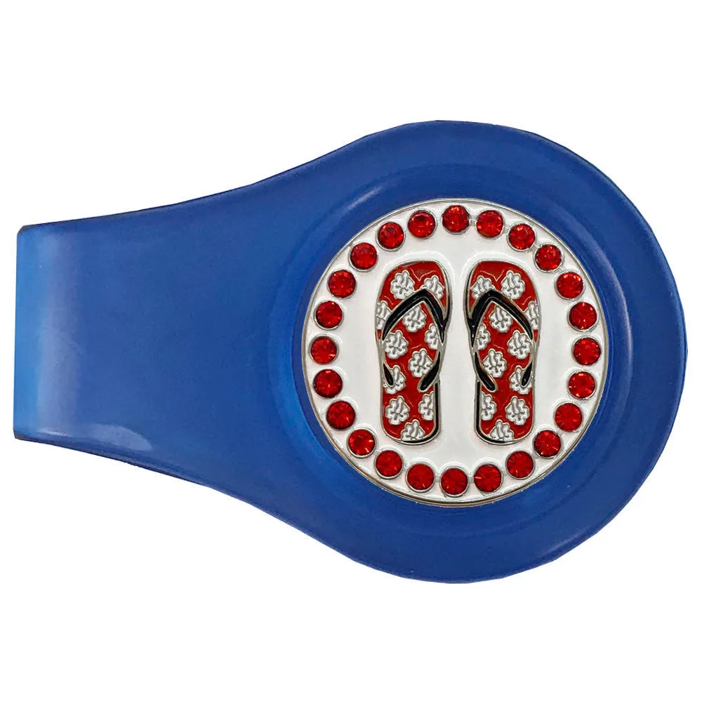 Flip Flops (Red) Golf Ball Marker With Colored Clip