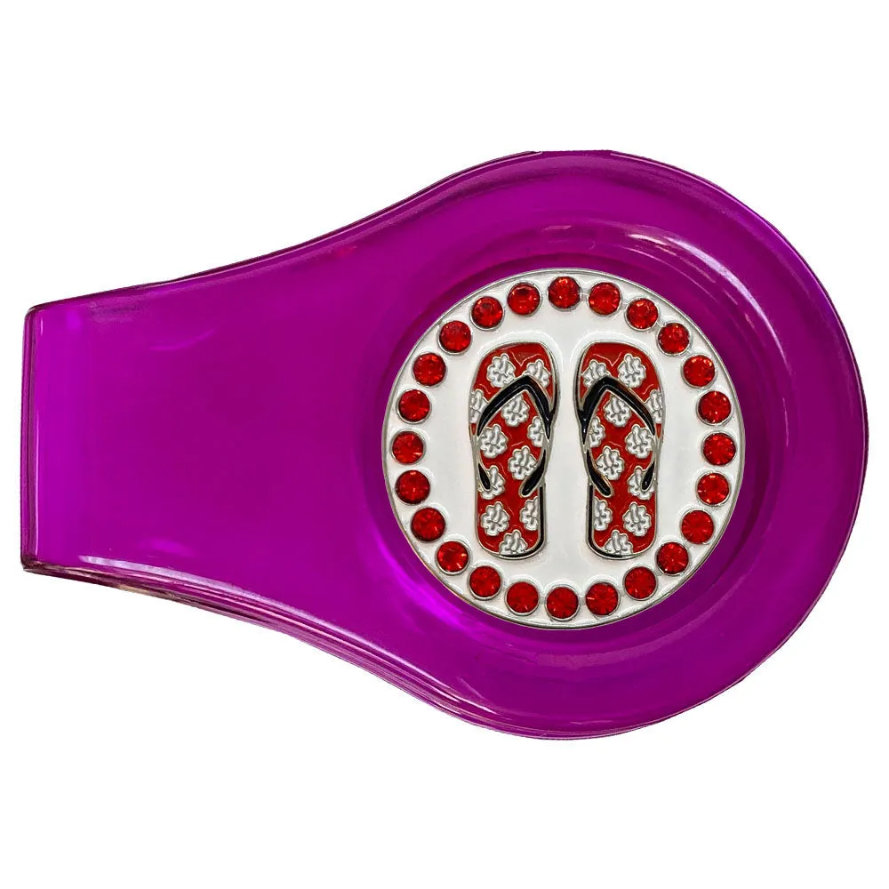 Flip Flops (Red) Golf Ball Marker With Colored Clip