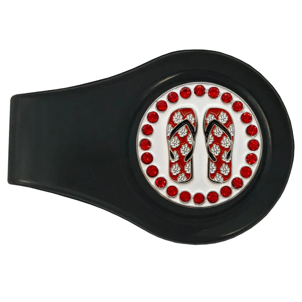 Flip Flops (Red) Golf Ball Marker With Colored Clip