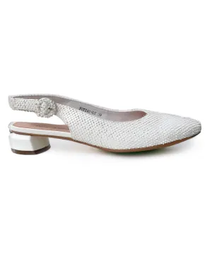 Fotini White Sling Back Flats