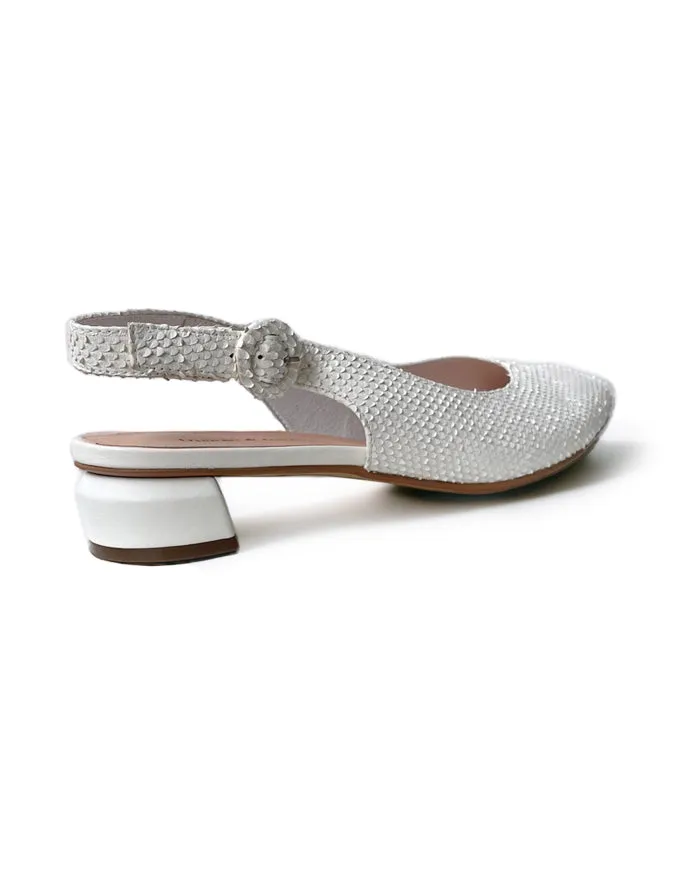 Fotini White Sling Back Flats