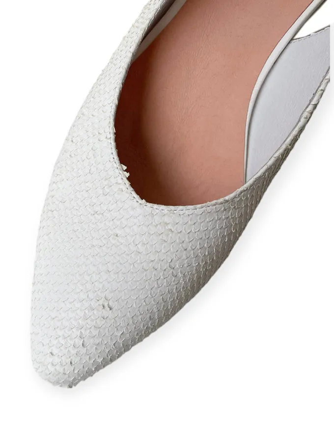 Fotini White Sling Back Flats