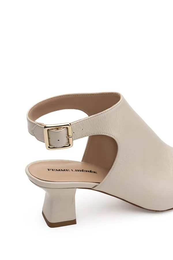 Gisele Pearl White Lack Buckle Shoes