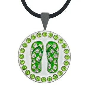 Green Flip Flops Golf Ball Marker Necklace