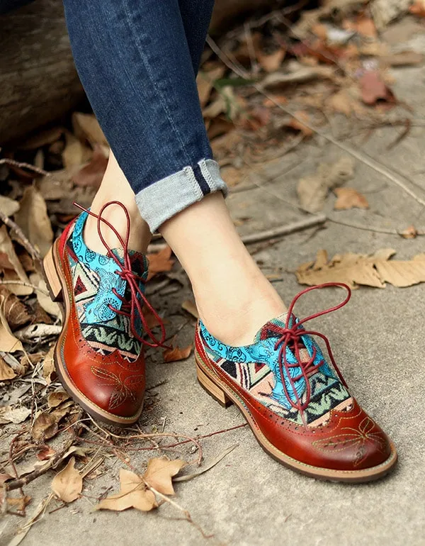 Handmade Vintage Oxford Shoes For Women 36-42