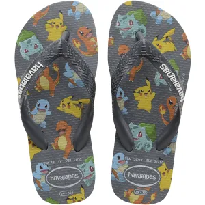 Havaianas Kids Top Pokemon Flip Flops - Graphite