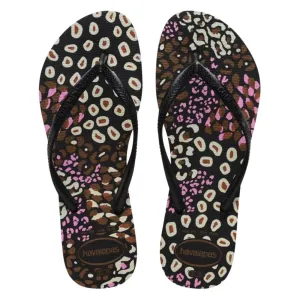 Havaianas Womens Slim Animals Flip Flop Sandals - Black/Pink Lemonade